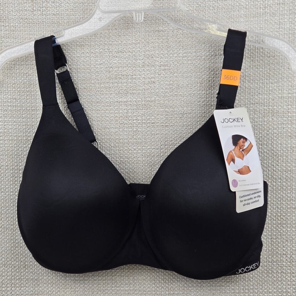 NWT Jockey Microfiber Cushion Wire Bra 36DD Black